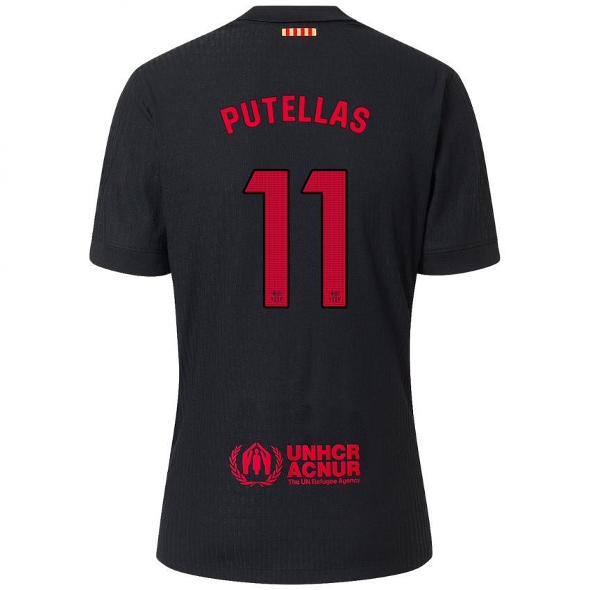 Kinder Alexia Putellas #11 Schwarz Rot Auswärtstrikot Trikot 2024/25 T-Shirt Österreich