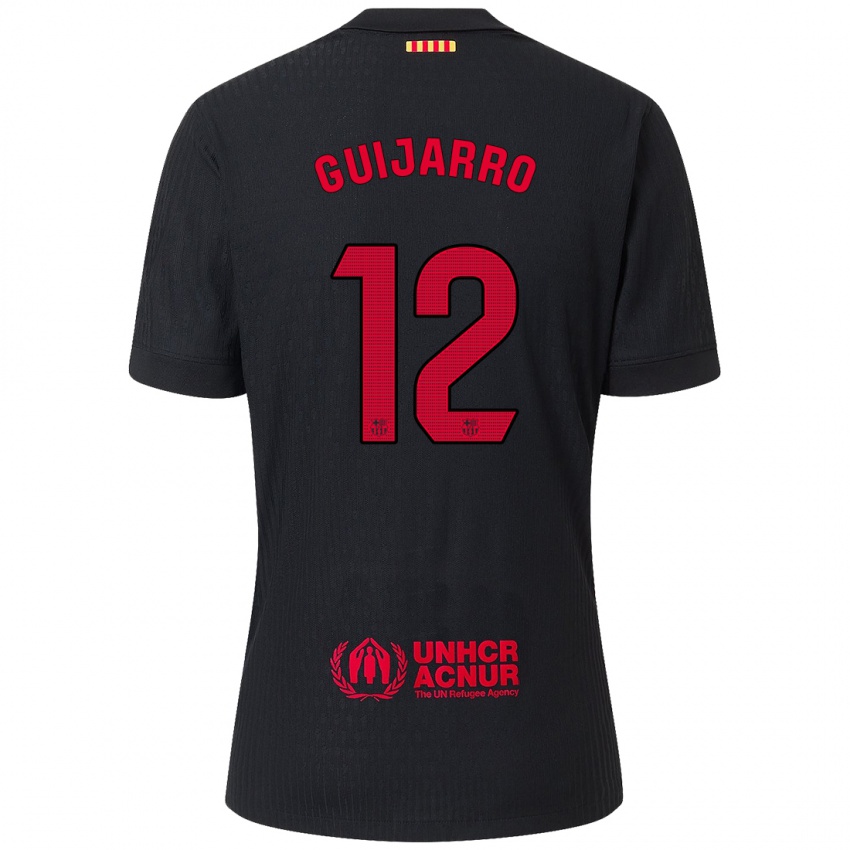 Kinder Patricia Guijarro #12 Schwarz Rot Auswärtstrikot Trikot 2024/25 T-Shirt Österreich