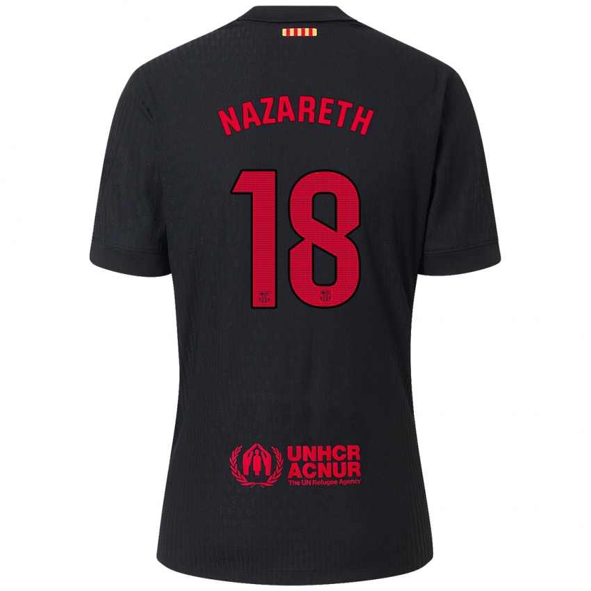 Kinder Kika Nazareth #18 Schwarz Rot Auswärtstrikot Trikot 2024/25 T-Shirt Österreich