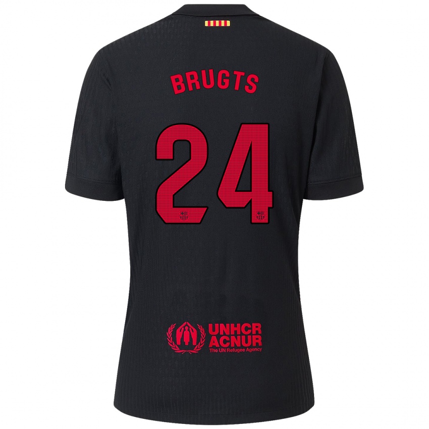 Kinder Esmee Brugts #24 Schwarz Rot Auswärtstrikot Trikot 2024/25 T-Shirt Österreich