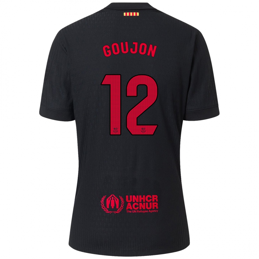 Kinder Iker Goujón #12 Schwarz Rot Auswärtstrikot Trikot 2024/25 T-Shirt Österreich