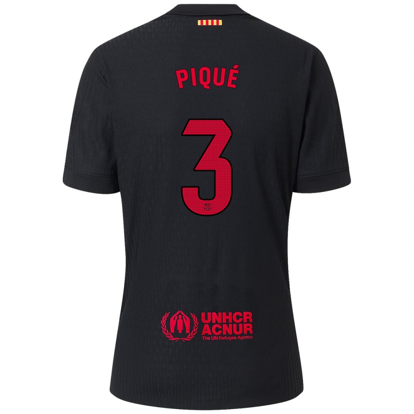 Kinder Gerard Pique #3 Schwarz Rot Auswärtstrikot Trikot 2024/25 T-Shirt Österreich