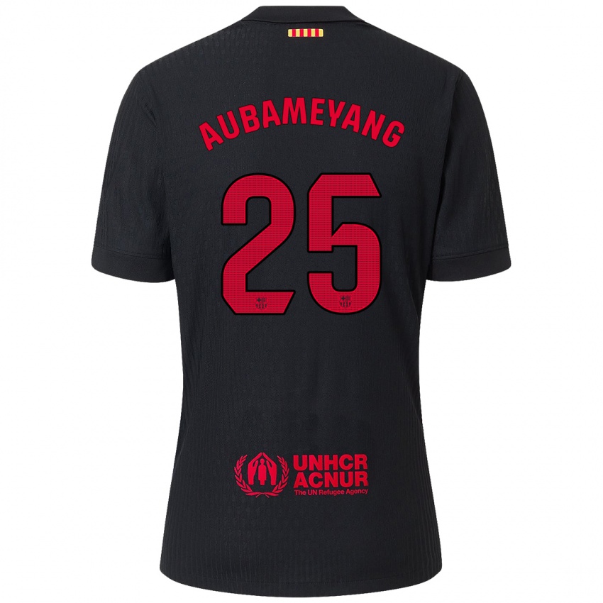 Kinder Pierre Emerick Aubameyang #25 Schwarz Rot Auswärtstrikot Trikot 2024/25 T-Shirt Österreich