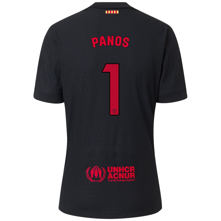 Kinder Sandra Panos #1 Schwarz Rot Auswärtstrikot Trikot 2024/25 T-Shirt Österreich