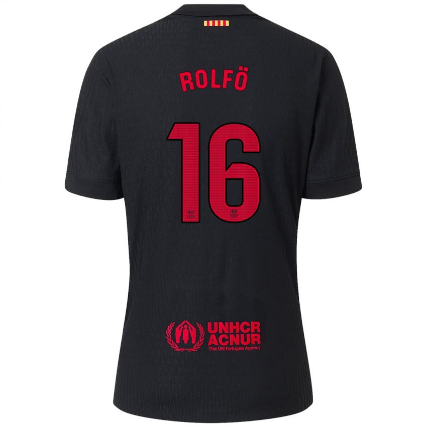 Kinder Fridolina Rolfo #16 Schwarz Rot Auswärtstrikot Trikot 2024/25 T-Shirt Österreich