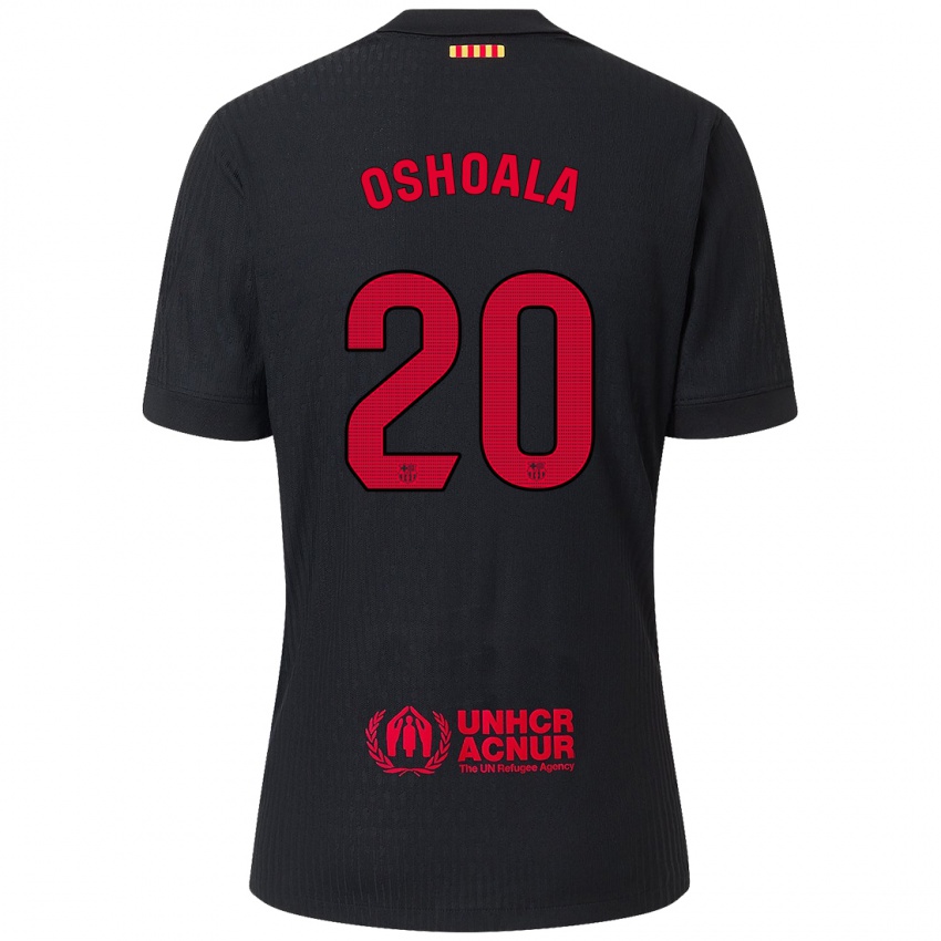 Kinder Asisat Oshoala #20 Schwarz Rot Auswärtstrikot Trikot 2024/25 T-Shirt Österreich