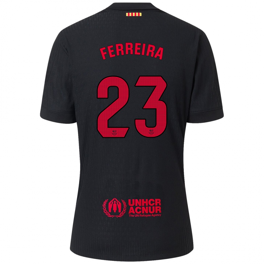 Kinder Geyse Ferreira #23 Schwarz Rot Auswärtstrikot Trikot 2024/25 T-Shirt Österreich