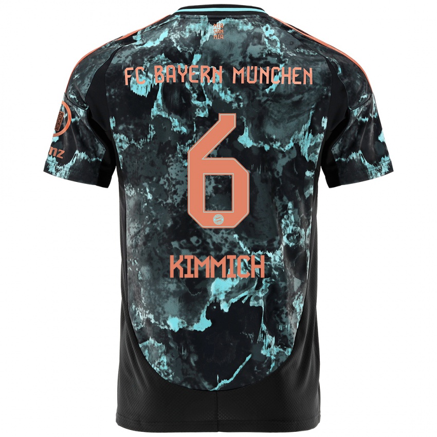 Kinder Joshua Kimmich #6 Schwarz Auswärtstrikot Trikot 2024/25 T-Shirt Österreich