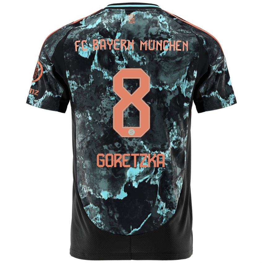 Kinder Leon Goretzka #8 Schwarz Auswärtstrikot Trikot 2024/25 T-Shirt Österreich