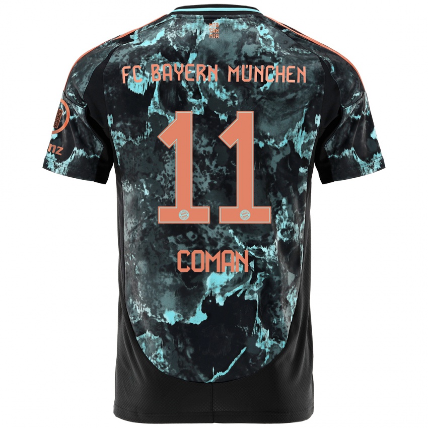 Kinder Kingsley Coman #11 Schwarz Auswärtstrikot Trikot 2024/25 T-Shirt Österreich