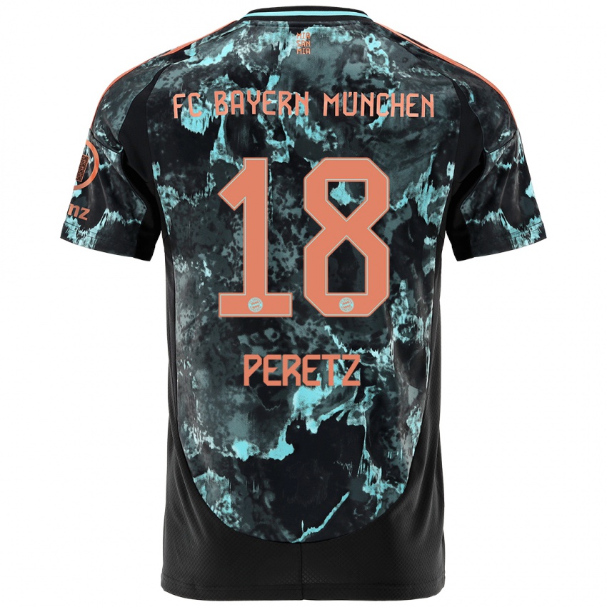 Kinder Daniel Peretz #18 Schwarz Auswärtstrikot Trikot 2024/25 T-Shirt Österreich