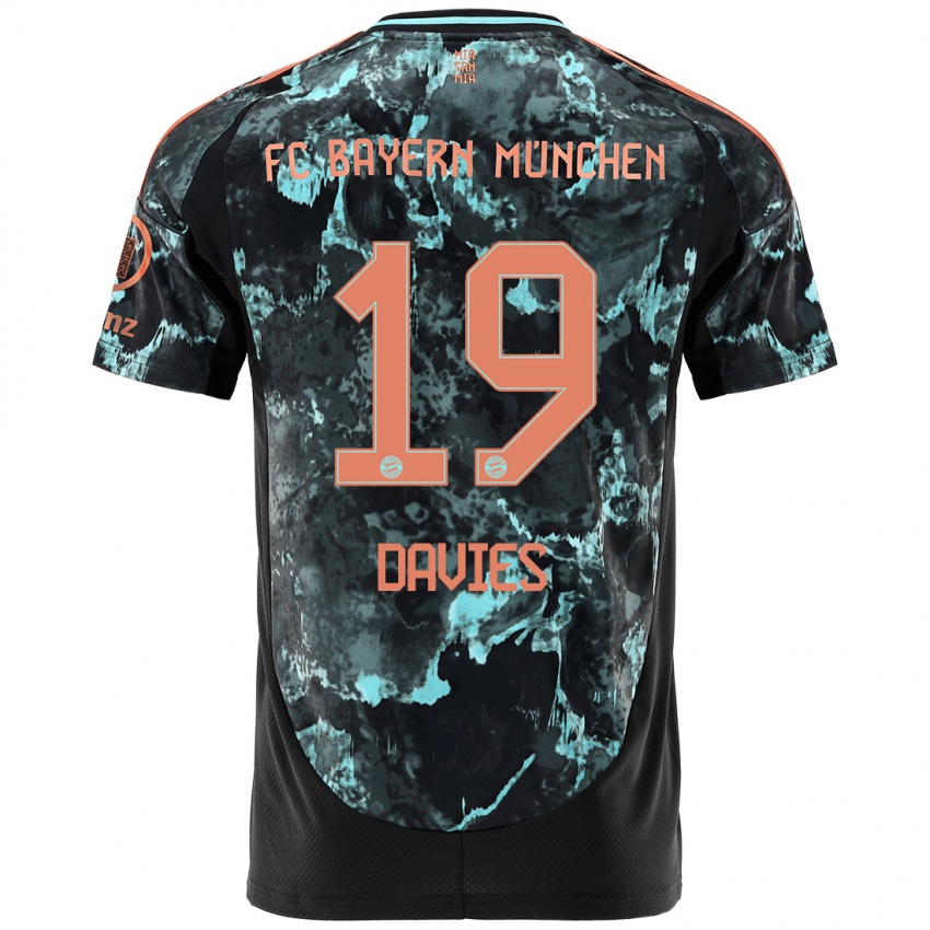 Kinder Alphonso Davies #19 Schwarz Auswärtstrikot Trikot 2024/25 T-Shirt Österreich