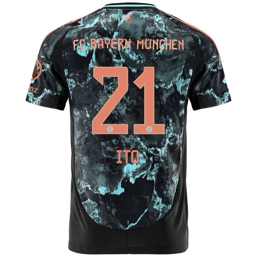 Kinder Hiroki Ito #21 Schwarz Auswärtstrikot Trikot 2024/25 T-Shirt Österreich