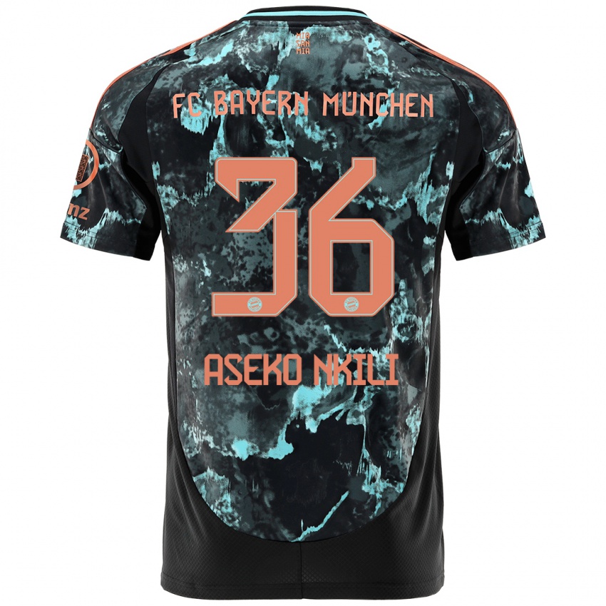 Kinder Noel Aseko Nkili #36 Schwarz Auswärtstrikot Trikot 2024/25 T-Shirt Österreich