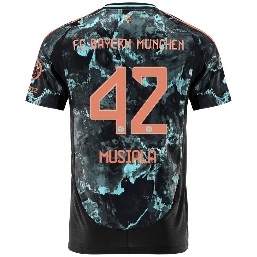 Kinder Jamal Musiala #42 Schwarz Auswärtstrikot Trikot 2024/25 T-Shirt Österreich