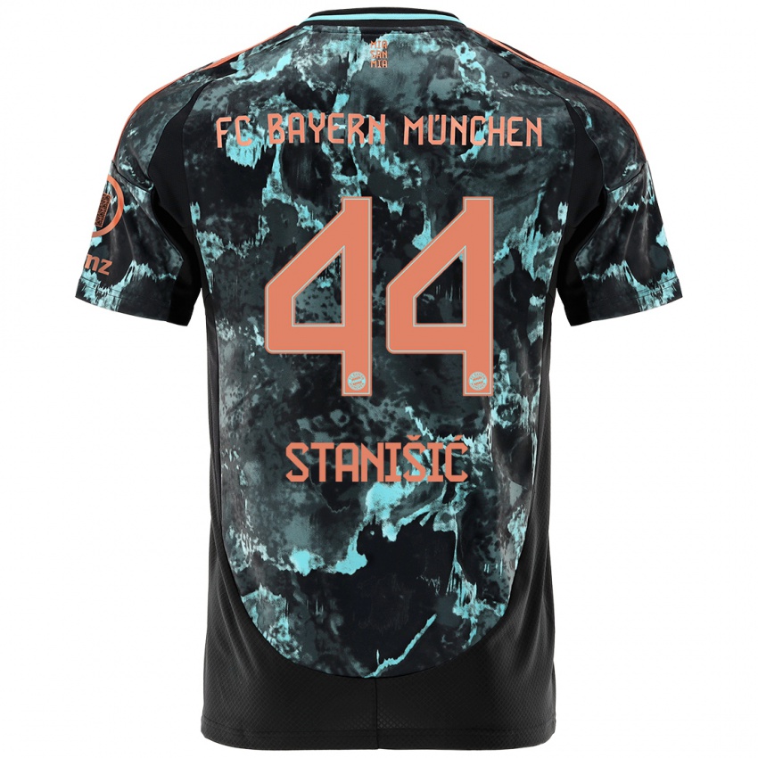 Kinder Josip Stanisic #44 Schwarz Auswärtstrikot Trikot 2024/25 T-Shirt Österreich