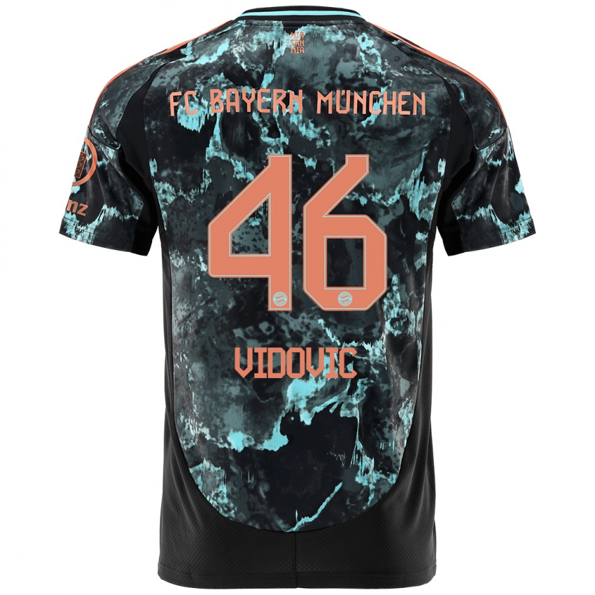 Kinder Gabriel Vidovic #46 Schwarz Auswärtstrikot Trikot 2024/25 T-Shirt Österreich