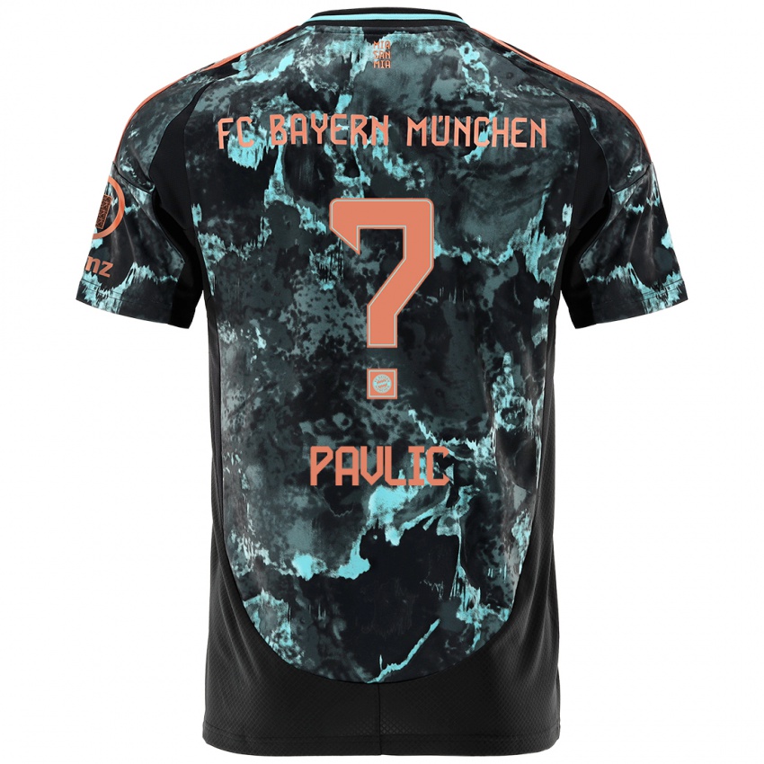 Kinder Raphael Pavlic #0 Schwarz Auswärtstrikot Trikot 2024/25 T-Shirt Österreich