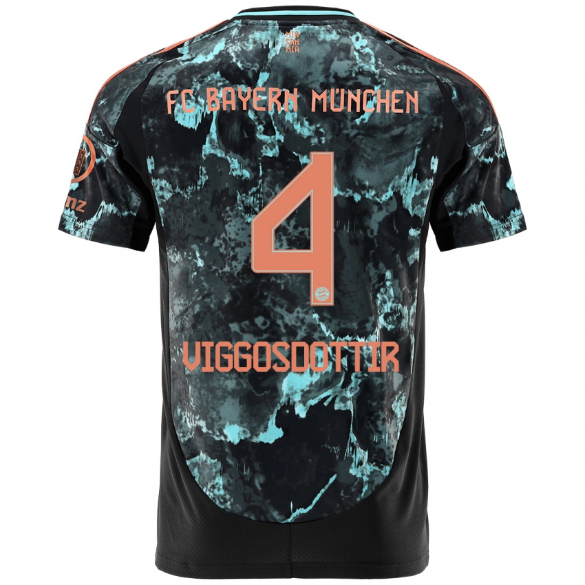 Kinder Glódís Perla Viggósdóttir #4 Schwarz Auswärtstrikot Trikot 2024/25 T-Shirt Österreich