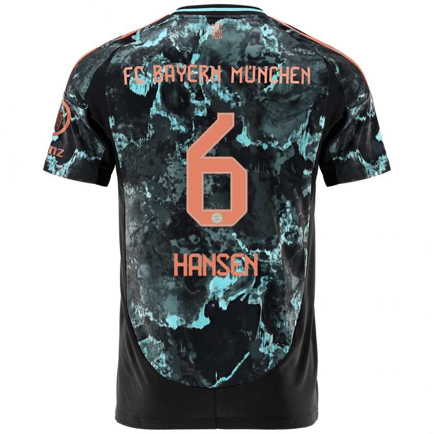 Kinder Tuva Hansen #6 Schwarz Auswärtstrikot Trikot 2024/25 T-Shirt Österreich