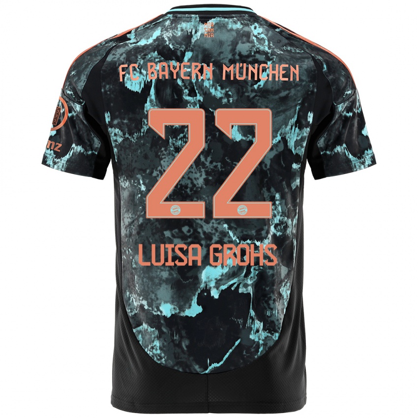 Kinder Maria Luisa Grohs #22 Schwarz Auswärtstrikot Trikot 2024/25 T-Shirt Österreich