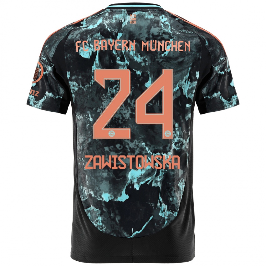 Kinder Weronika Zawistowska #24 Schwarz Auswärtstrikot Trikot 2024/25 T-Shirt Österreich