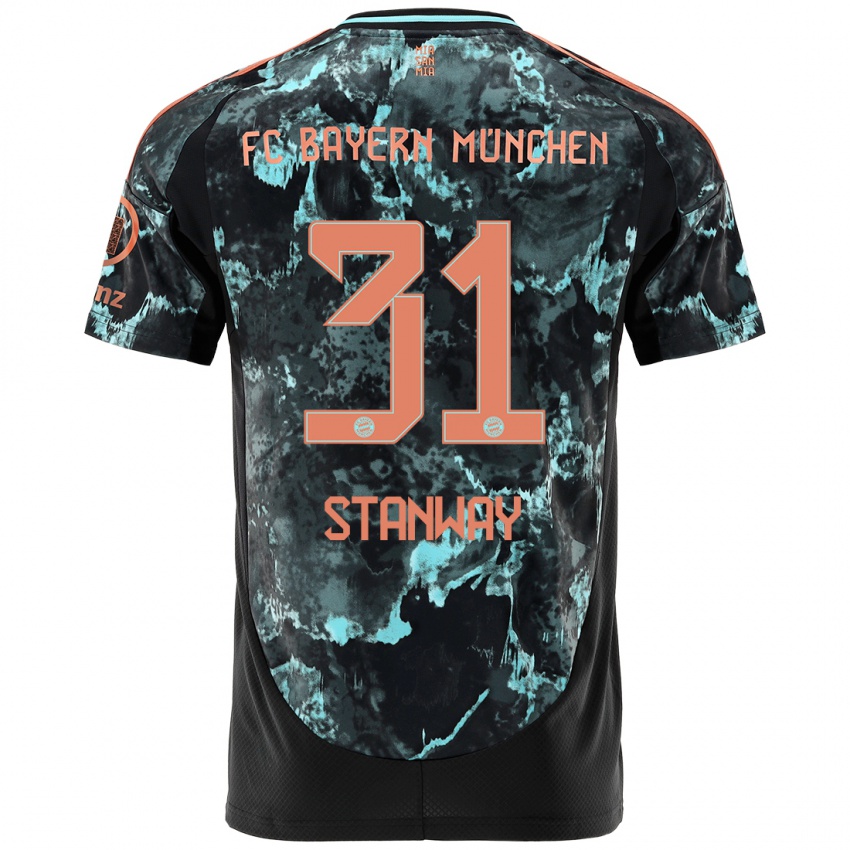 Kinder Georgia Stanway #31 Schwarz Auswärtstrikot Trikot 2024/25 T-Shirt Österreich