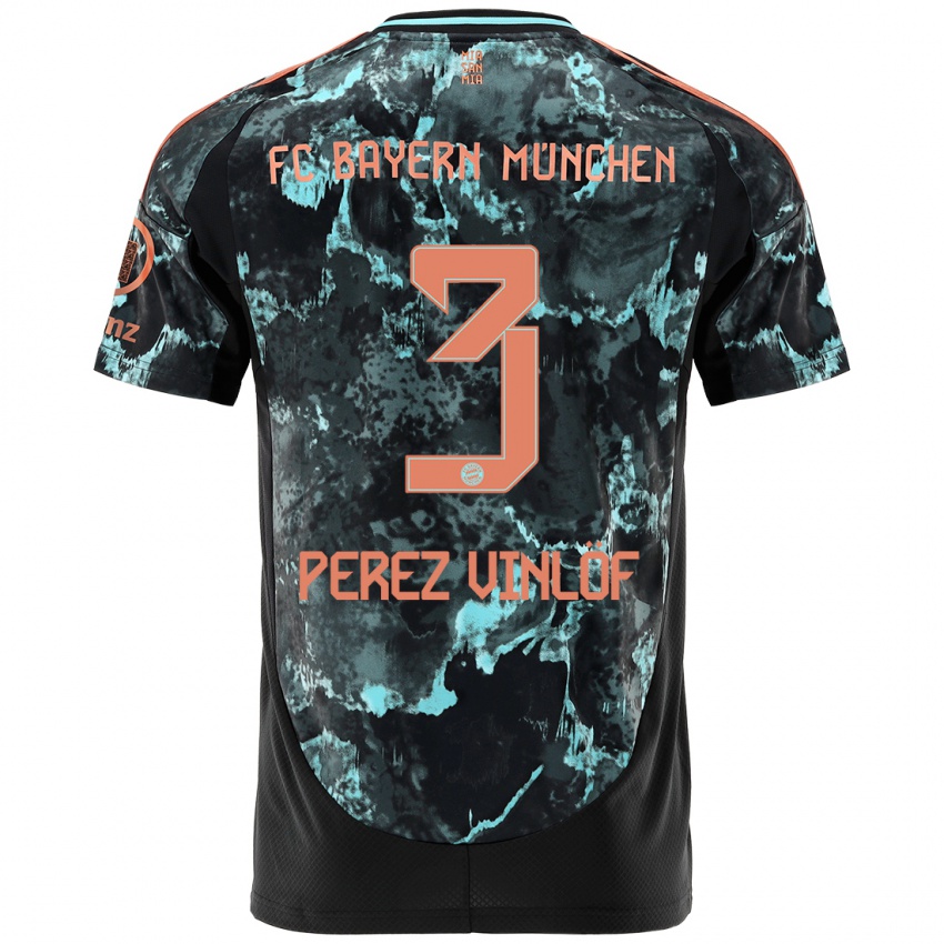 Kinder Matteo Perez Vinlöf #3 Schwarz Auswärtstrikot Trikot 2024/25 T-Shirt Österreich