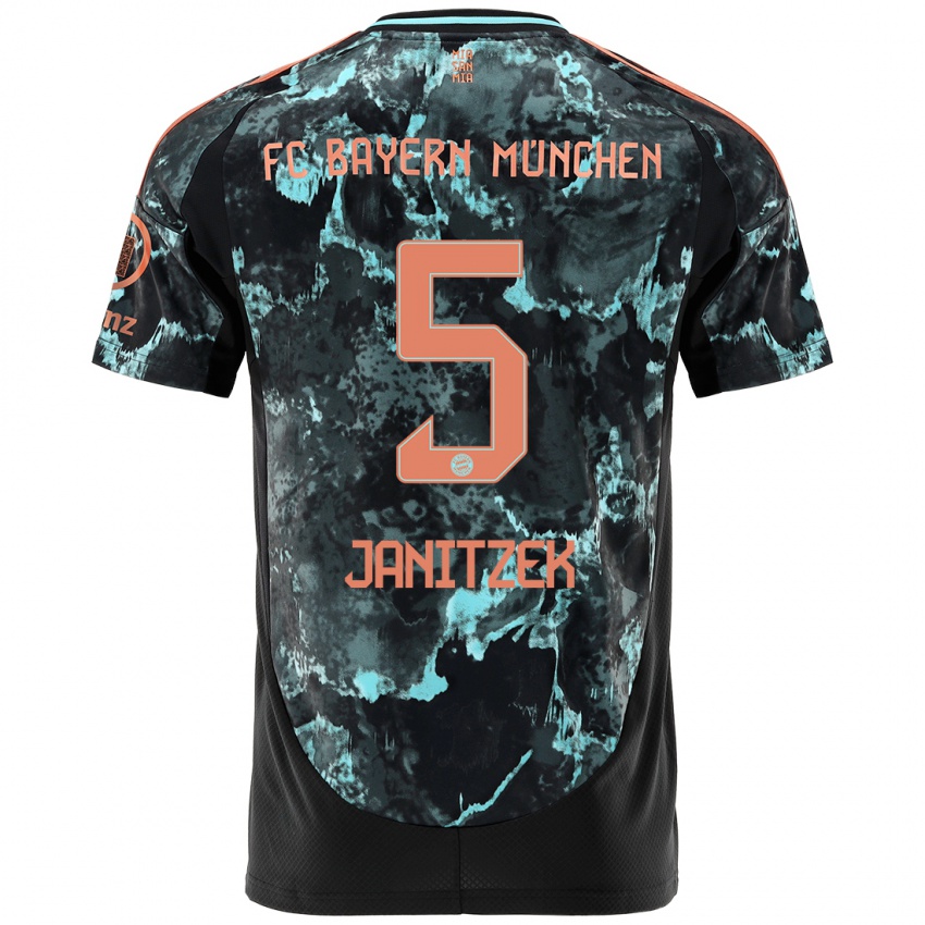 Kinder Justin Janitzek #5 Schwarz Auswärtstrikot Trikot 2024/25 T-Shirt Österreich