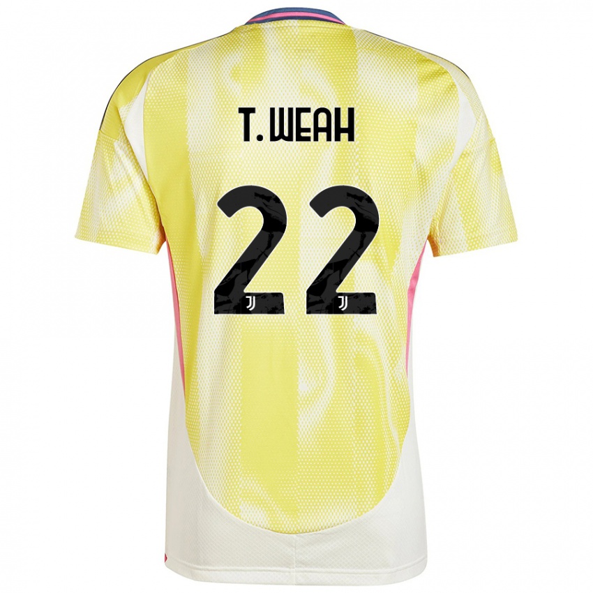 Kinder Timothy Weah #22 Solargelb Auswärtstrikot Trikot 2024/25 T-Shirt Österreich