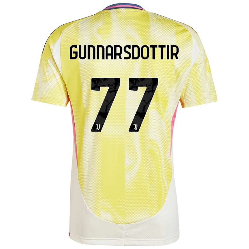 Kinder Sara Bjork Gunnarsdottir #77 Solargelb Auswärtstrikot Trikot 2024/25 T-Shirt Österreich