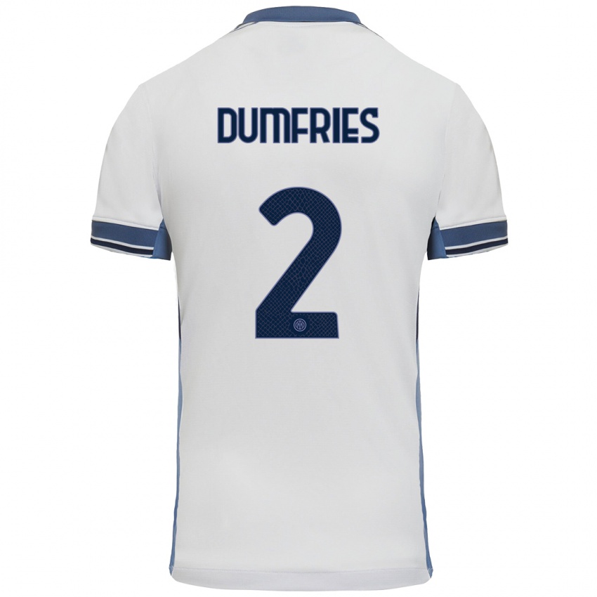 Kinder Denzel Dumfries #2 Weißgrau Auswärtstrikot Trikot 2024/25 T-Shirt Österreich