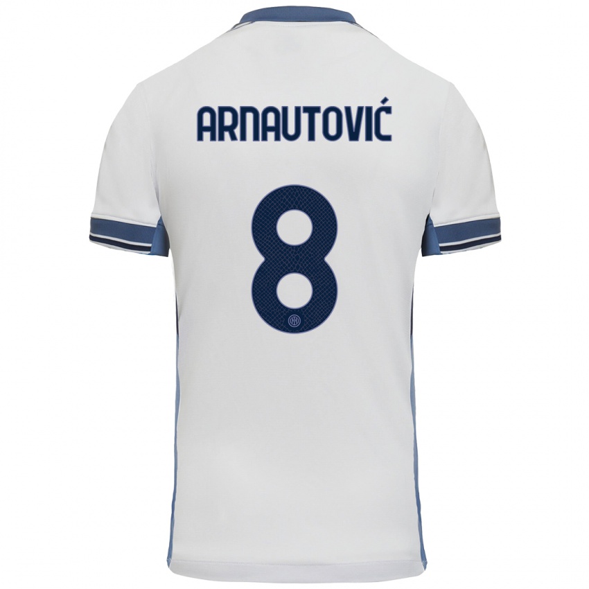 Kinder Marko Arnautovic #8 Weißgrau Auswärtstrikot Trikot 2024/25 T-Shirt Österreich