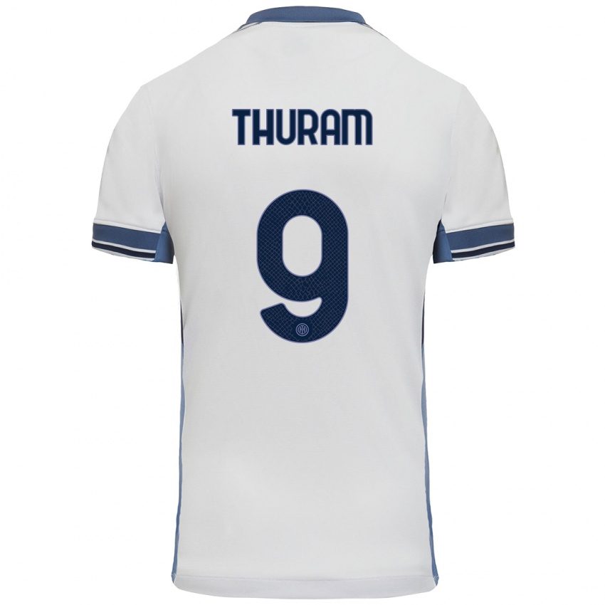 Kinder Marcus Thuram #9 Weißgrau Auswärtstrikot Trikot 2024/25 T-Shirt Österreich