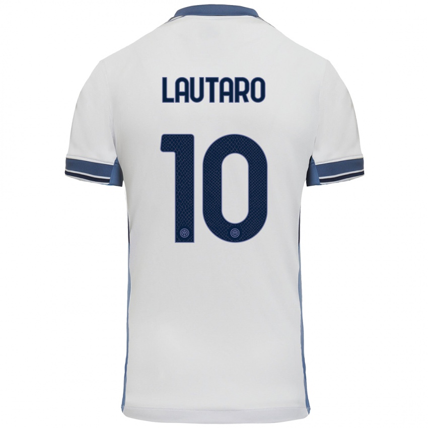 Kinder Lautaro Martinez #10 Weißgrau Auswärtstrikot Trikot 2024/25 T-Shirt Österreich