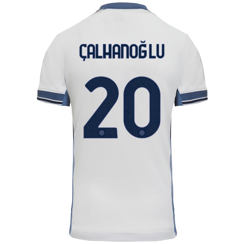 Kinder Hakan Calhanoglu #20 Weißgrau Auswärtstrikot Trikot 2024/25 T-Shirt Österreich