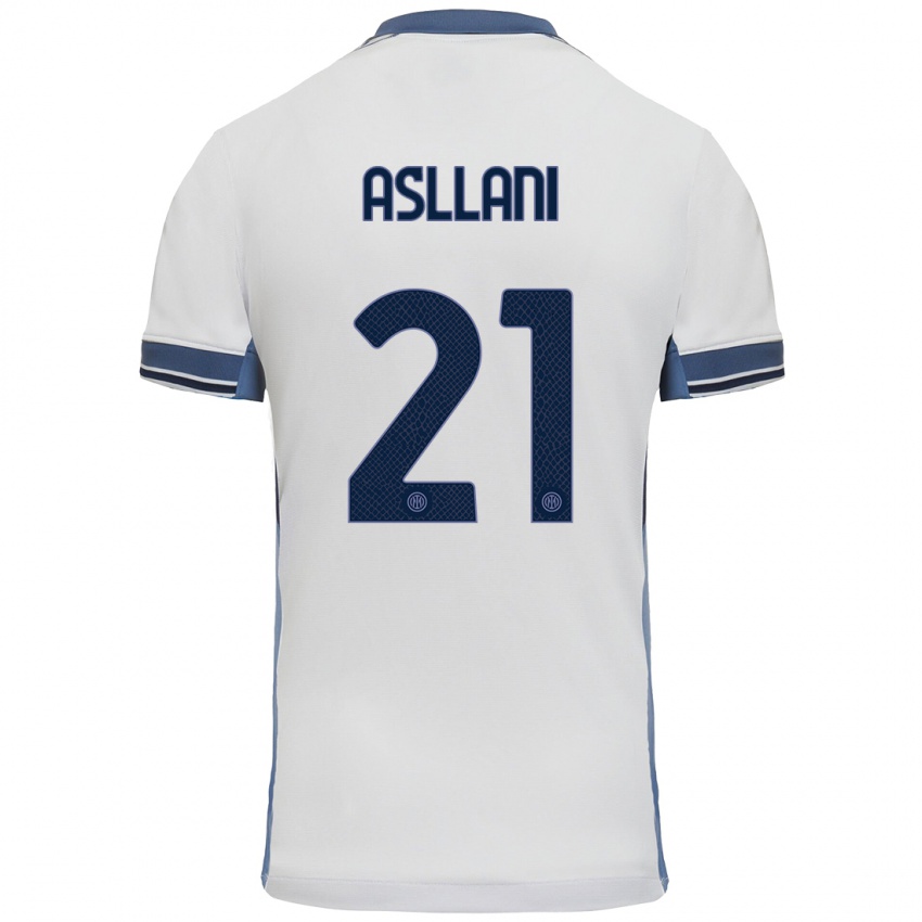 Kinder Kristjan Asllani #21 Weißgrau Auswärtstrikot Trikot 2024/25 T-Shirt Österreich