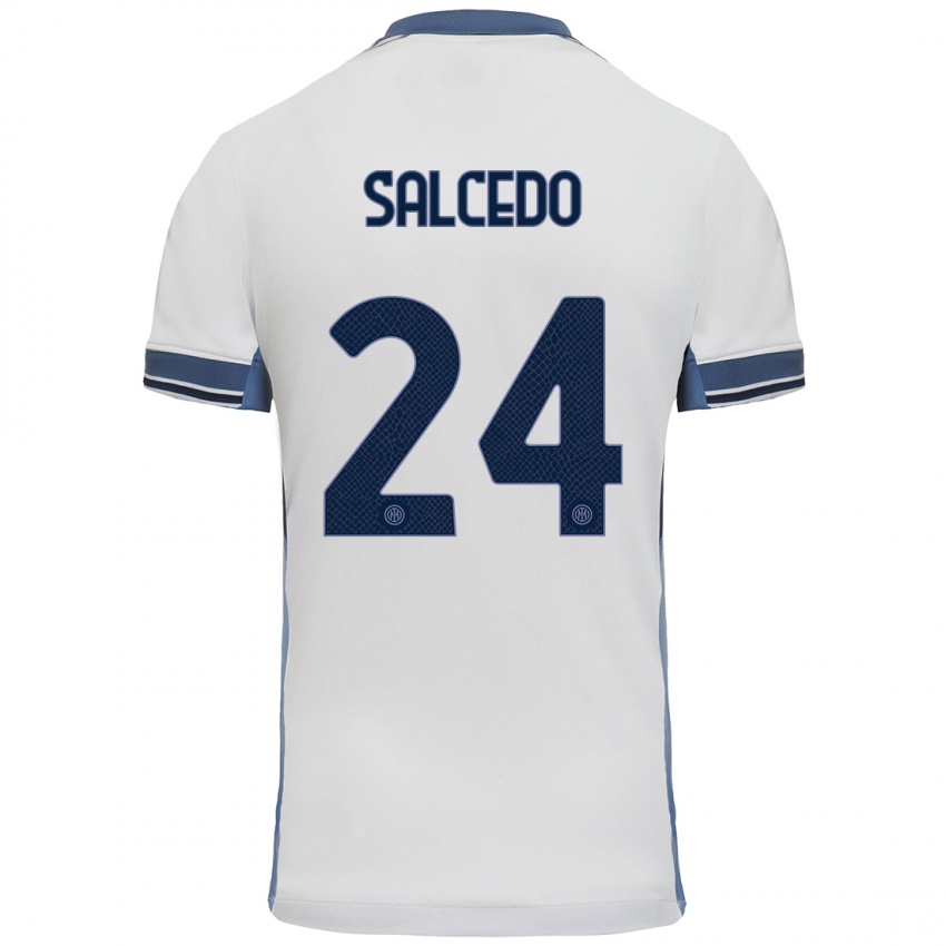 Kinder Eddie Salcedo #24 Weißgrau Auswärtstrikot Trikot 2024/25 T-Shirt Österreich