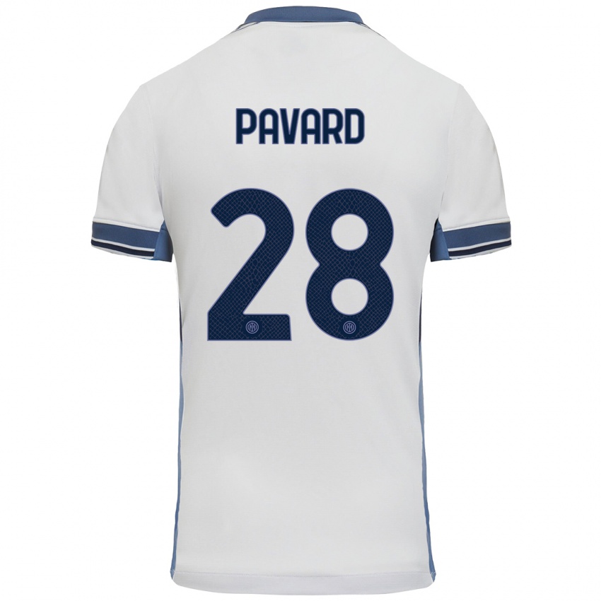 Kinder Benjamin Pavard #28 Weißgrau Auswärtstrikot Trikot 2024/25 T-Shirt Österreich