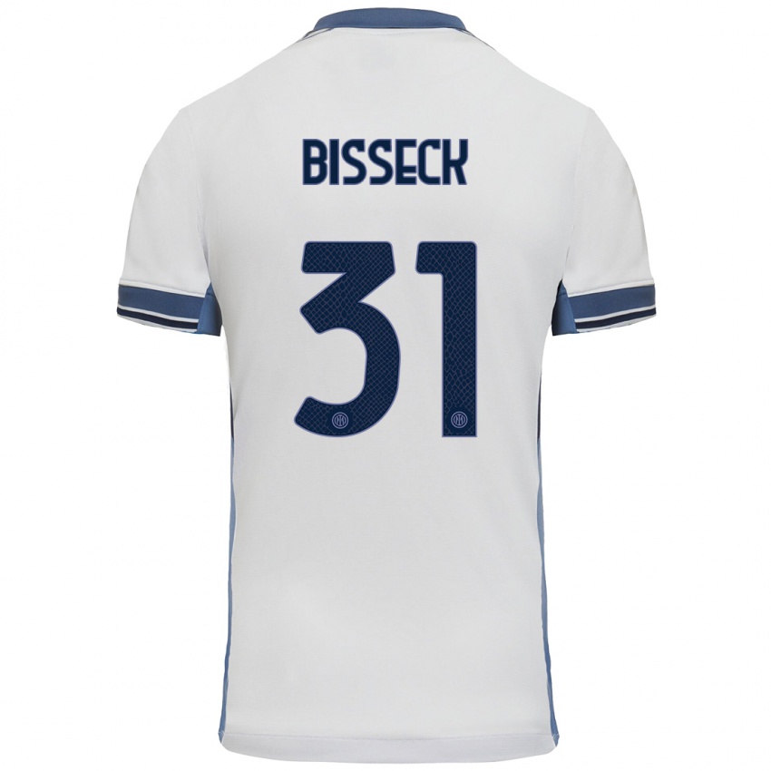 Kinder Yann Bisseck #31 Weißgrau Auswärtstrikot Trikot 2024/25 T-Shirt Österreich