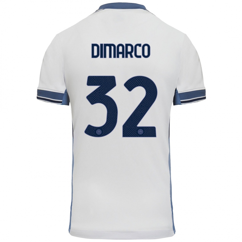 Kinder Federico Dimarco #32 Weißgrau Auswärtstrikot Trikot 2024/25 T-Shirt Österreich