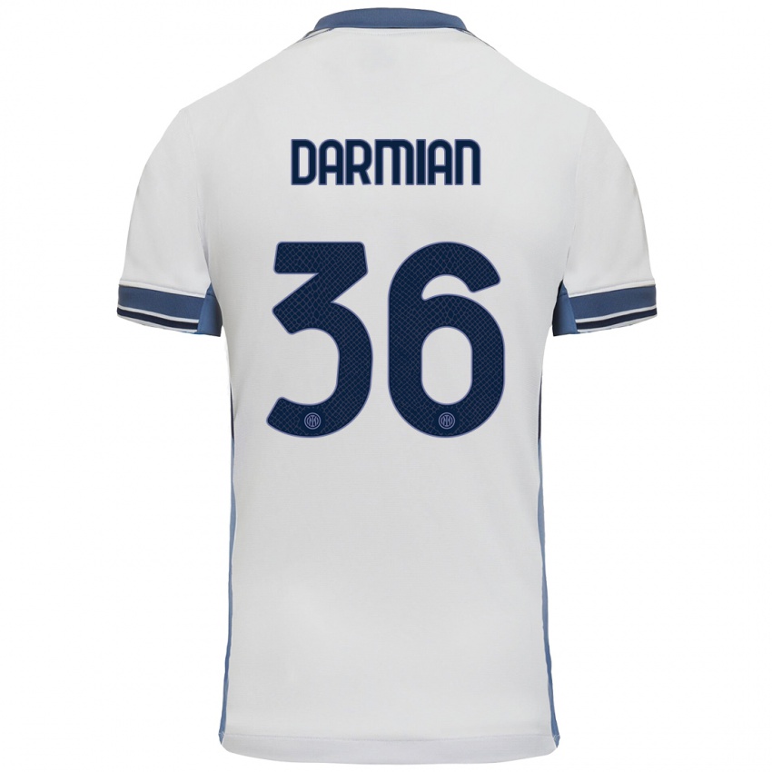 Kinder Matteo Darmian #36 Weißgrau Auswärtstrikot Trikot 2024/25 T-Shirt Österreich