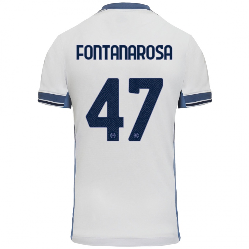 Kinder Alessandro Fontanarosa #47 Weißgrau Auswärtstrikot Trikot 2024/25 T-Shirt Österreich