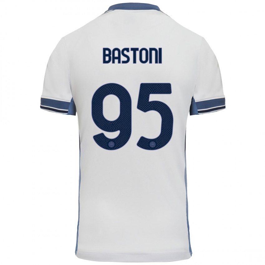 Kinder Alessandro Bastoni #95 Weißgrau Auswärtstrikot Trikot 2024/25 T-Shirt Österreich