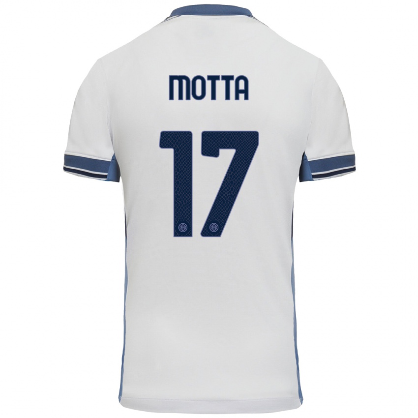 Kinder Matteo Motta #17 Weißgrau Auswärtstrikot Trikot 2024/25 T-Shirt Österreich