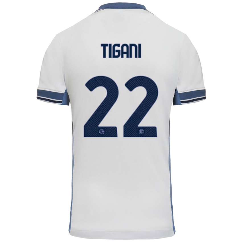 Kinder Edoardo Tigani #22 Weißgrau Auswärtstrikot Trikot 2024/25 T-Shirt Österreich