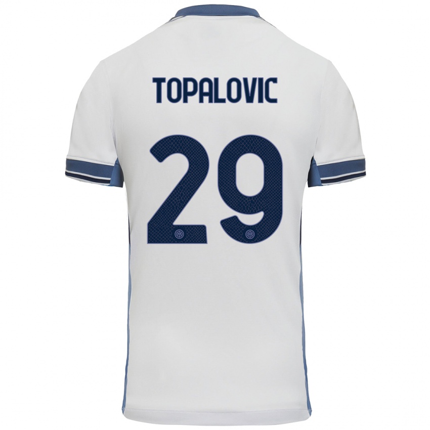 Kinder Luka Topalovic #29 Weißgrau Auswärtstrikot Trikot 2024/25 T-Shirt Österreich