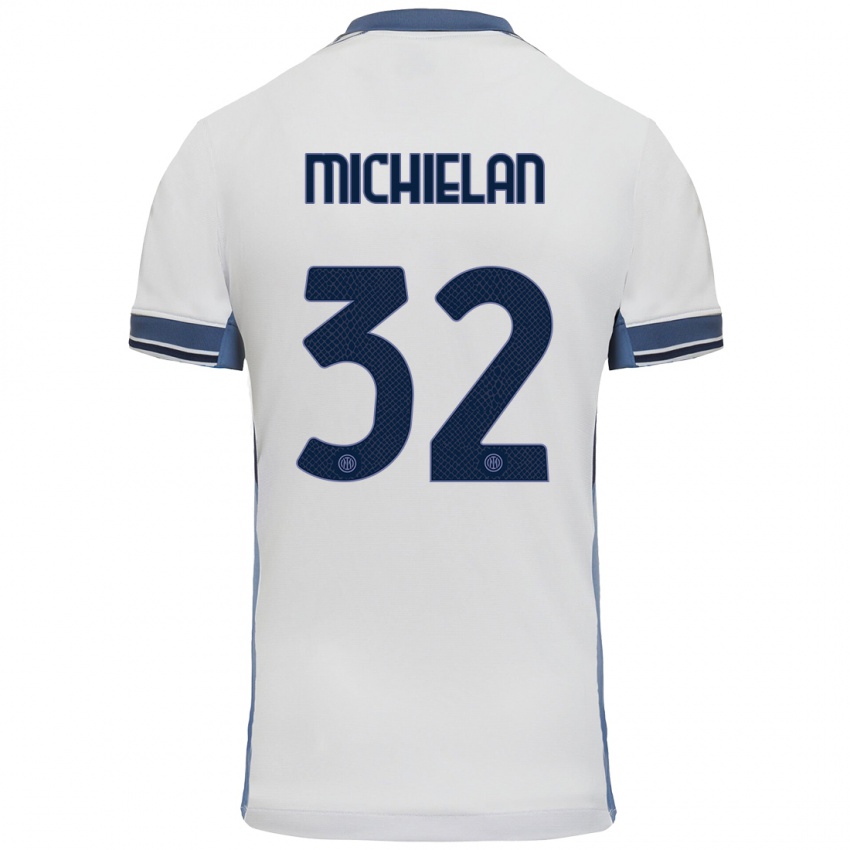 Kinder Mattia Michielan #32 Weißgrau Auswärtstrikot Trikot 2024/25 T-Shirt Österreich