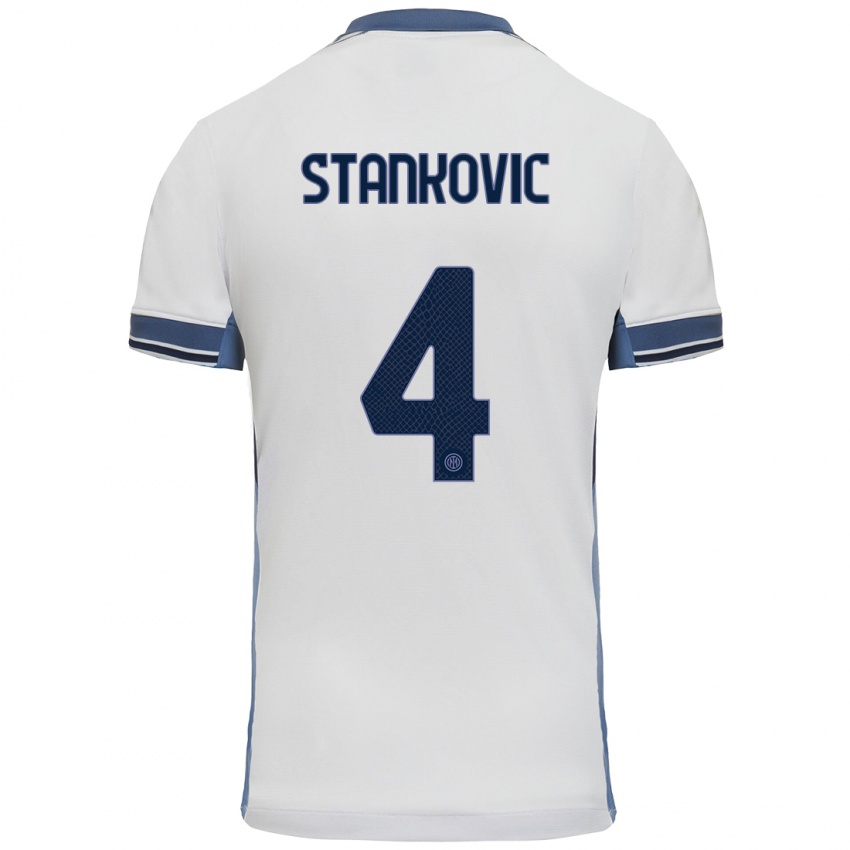 Kinder Aleksandar Stankovic #4 Weißgrau Auswärtstrikot Trikot 2024/25 T-Shirt Österreich