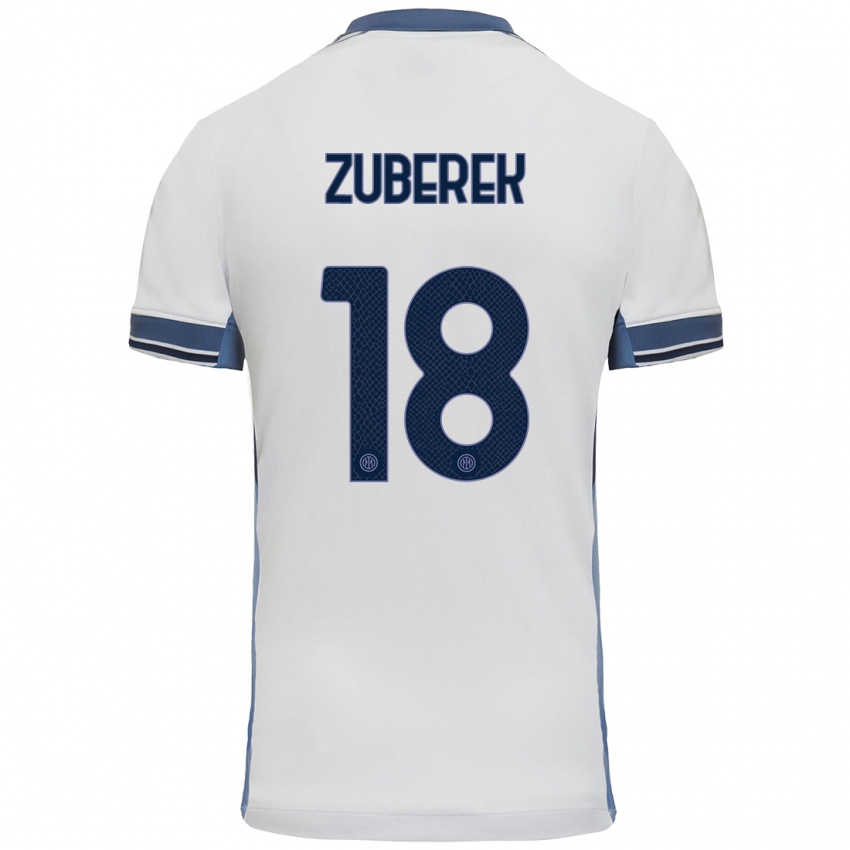 Kinder Jan Zuberek #18 Weißgrau Auswärtstrikot Trikot 2024/25 T-Shirt Österreich